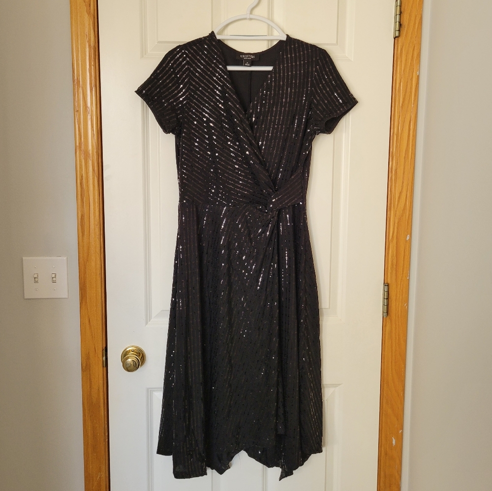 Black Sequin Midi Dress